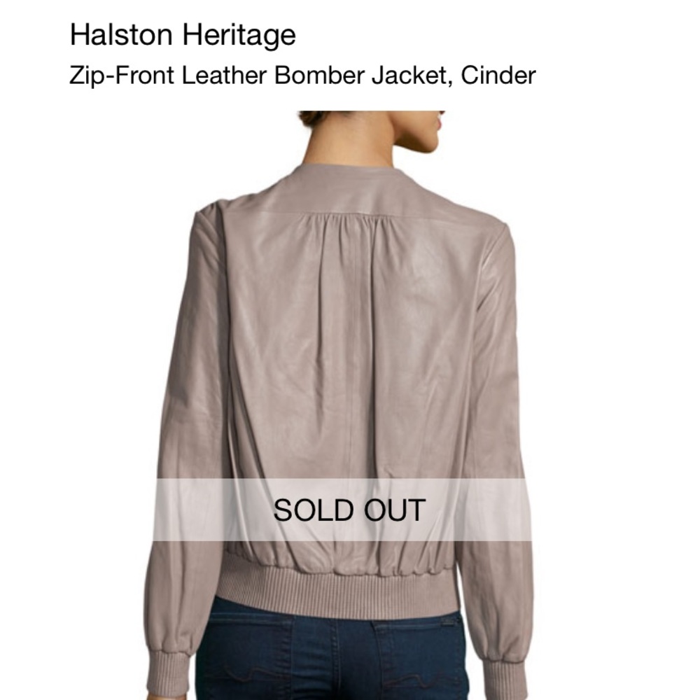 Halston Heritage Leather Bomber Jacket size 10, medium/ large - Picture 11 of 11